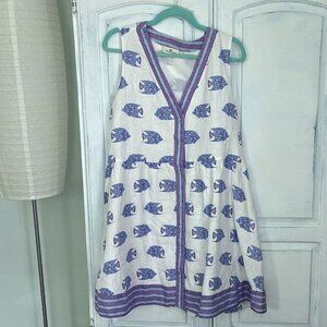 EUC Vinyard Vines XL Blue Tang Fish Dress, Cotton Lined, Roomy, Worn 2 Times